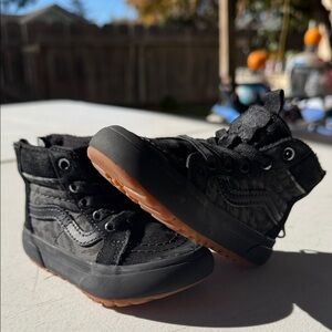Vans Black Kids Sneakers with Brown Soles
